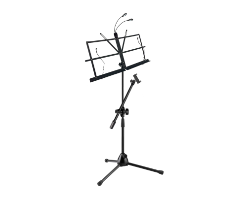 Подставка для нот PML-01-DT85 складной пюпитр на стойке с держателем для телефона и подсветкой MPP-35 на прищепке