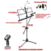 Подставка для нот PML-01-DВ складной пюпитр на стойке с держателем для микрофона бочонок и гибкой подсветкой MPP-35