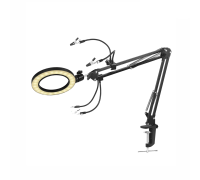 Держатель KGS-2PAI-L16 с 4 зажимами для микросхем и плат на пантографе с усиленной струбциной и лампой 16 см