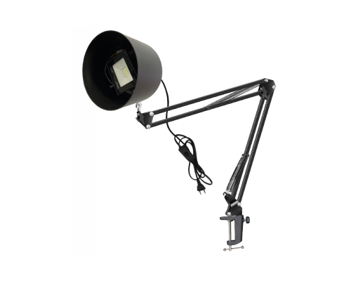 Прожектор светодиодный 10Вт с настольным креплением NBS-BCAP и черным защитным плафоном на усиленной струбцине