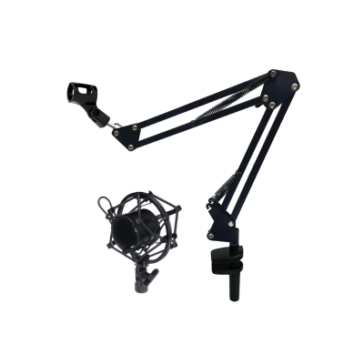 Настольная стойка KGS64-BP2 с держателем для микрофона бочонок и паук P2, нагрузка до 1 кг, со струбциной шириной до 6.4 см