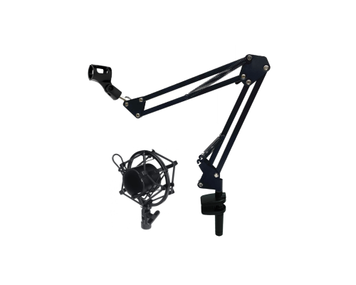 Настольная стойка KGS64-BP2 с держателем для микрофона бочонок и паук P2, нагрузка до 1 кг, со струбциной шириной до 6.4 см