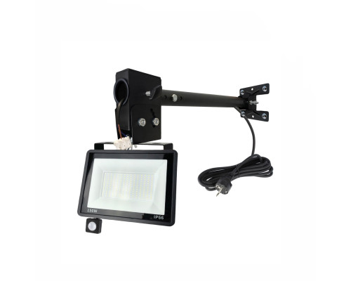 Прожектор 150 Вт с датчиком движения, кабелем 3м и клеммами на кронштейне DN02-PRJ с потолочным и настенным креплением