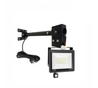 Прожектор 100 Вт с датчиком движения, кабелем 3м и клеммами на кронштейне DN02-PRJ для подсветки фасада, баннера, гаража