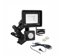 Светодиодный прожектор 10 Вт с датчиком движения на металлической прищепке PR1 для горизонтального и вертикального крепления