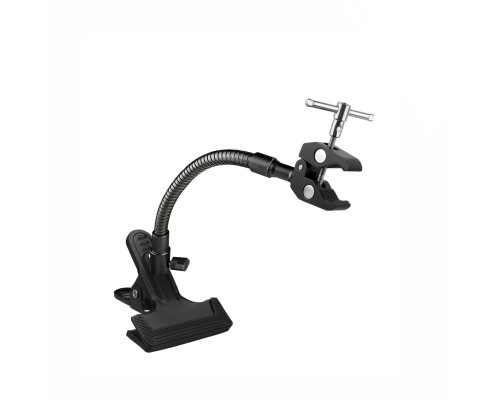 Металлический держатель для пайки, зажим фена, на быстросъемном гибком креплении и прищепке PR1