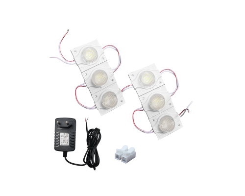 Светодиодный модуль 1,5 Вт 7000K IP65 6 шт с блоком питания 12V и клеммой