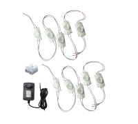 Светодиодный модуль, 12V 7000К 2Вт IP65, 10 шт с блоком питания 12V и клеммой