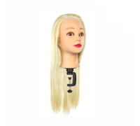 Манекен для причесок настольный, учебная голова с волосами, блонд, с макияжем