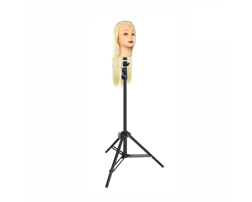 Манекен для причесок напольный, учебная голова с волосами, блонд, с макияжем