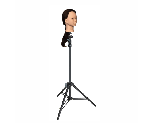 Манекен для причесок напольный, учебная голова с волосами, темно-русый, без макияжа