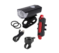 Фонарь велосипедный со встроенным аккумулятором и USB кабелем, и звонок для велосипеда
