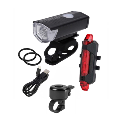 Фонарь велосипедный со встроенным аккумулятором и USB кабелем, и звонок для велосипеда