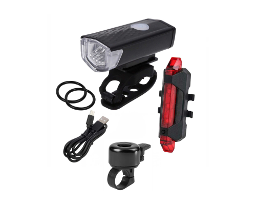 Фонарь велосипедный со встроенным аккумулятором и USB кабелем, и звонок для велосипеда