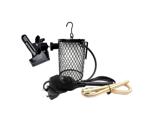 Светильник клетка с диммером под лампочку нагрева для террариума на прищепке PR1