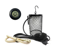 Светильник подвесной с защитной решеткой, диммером и термометр гигрометр для террариума