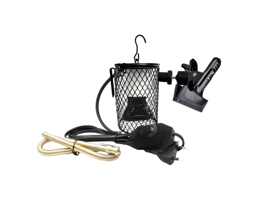 Светильник с диммером, защитной решеткой на прищепке PR1 с лампой обогрева, 50Вт, для террариума