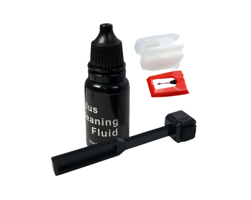 Игла звукоснимателя и набор для чистки: жидкость и щеточка для винилового проигрывателя