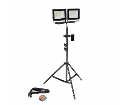 Прожектор светодиодный 30 Вт, 2 шт, на штативе JBH-PRJ-30PL2V с кабелем 3 метра и клеммами на 3 контакта в распределительной коробке