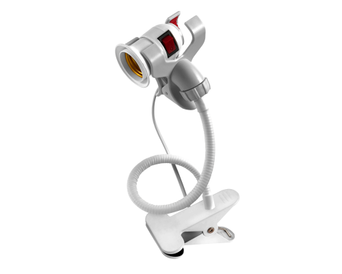 Светильник патрон для фитоламп с выключателем и кабелем на белой подставке MP-W-2