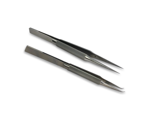 Пинцеты монтажные, прямой и изогнутый, тонкие 140 мм, в коробочке