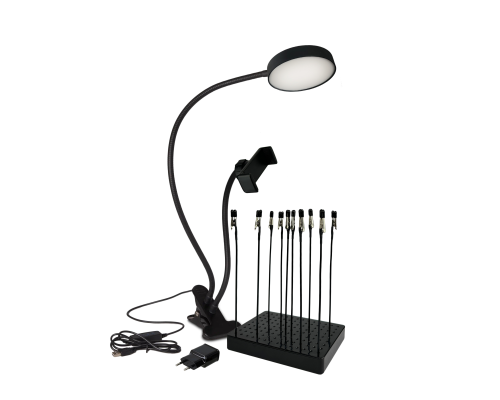 Держатель для окрашивания деталей, 10 гибких зажимов, с лампой SL-09 и держателем телефона