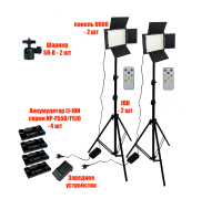 Переносная лампа панель U600 со шторками на строительном штативе JBH c аккумуляторами и зарядным устройством, 2 шт