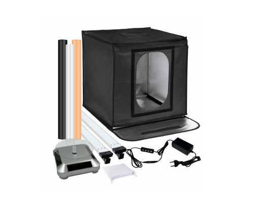 Фотобокс для предметной съемки с LED подсветкой и вращающаяся подставка