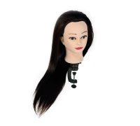 Манекен для причесок настольный, учебная голова с волосами, темно-русый, с макияжем