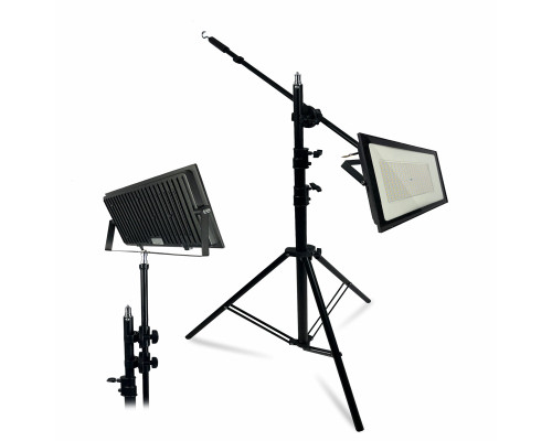 Прожектор светодиодный 200Вт 3000K теплый свет, на усиленном штативе BHS300K-NP с возможностью наклона верхней секции