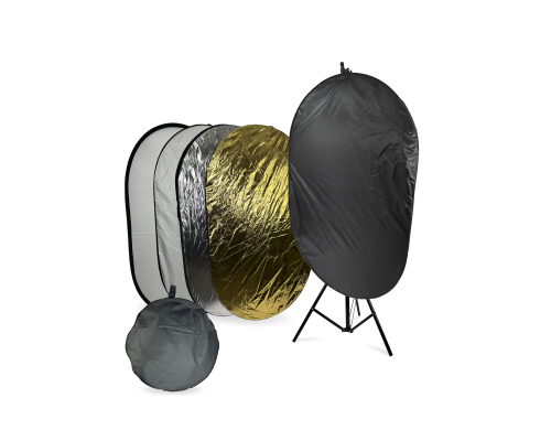 Отражатель для фото и видео, светоотражатель 5в1, овальный 90х125 см, с креплением PSH-14 на штативе JBH