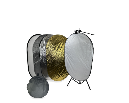 Отражатель для фото и видео, светоотражатель 5в1, овальный 90х125 см, с креплением PSH-14 на штативе JBH-63K