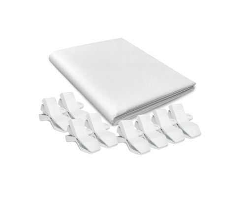 Фон виниловый белый для фотостудии, 1.6х2 м, с 8 белыми прищепками