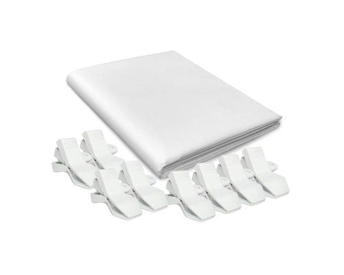 Фон виниловый белый для фотостудии, 1.8х3.2 м, с 8 белыми прищепками