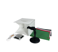 Cеребряная вращающаяся подставка, складной фотобокс со встроенной LED подсветкой и держатель телефона CXP-050