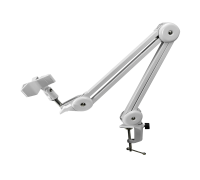 Пантограф PTS-01W с усиленной струбциной и держателем для микрофона «прищепка», цвет белый