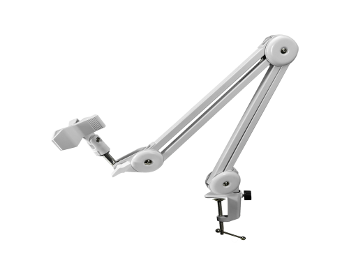 Пантограф PTS-01W с усиленной струбциной и держателем для микрофона «прищепка», цвет белый