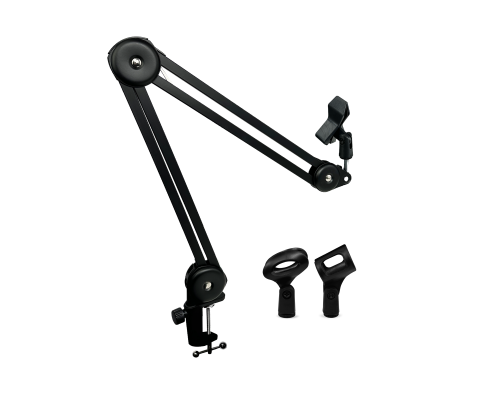Пантограф PTS-01 с усиленной струбциной и 3 держателями для микрофона, цвет черный