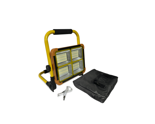 Прожектор 100Вт на аккумуляторе, 3 температуры света + красно-синий, переносной с сумкой для хранения