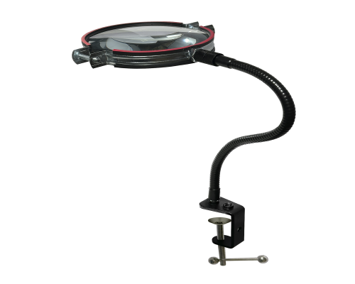 Лупа от LN-5 на гибком держателе GDS-38 и струбцине