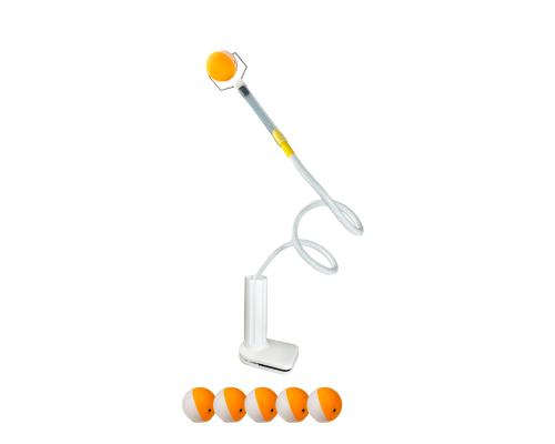 Тренажер для настольного тенниса, пинг понга, цвет белый, с 5 запасными мячиками