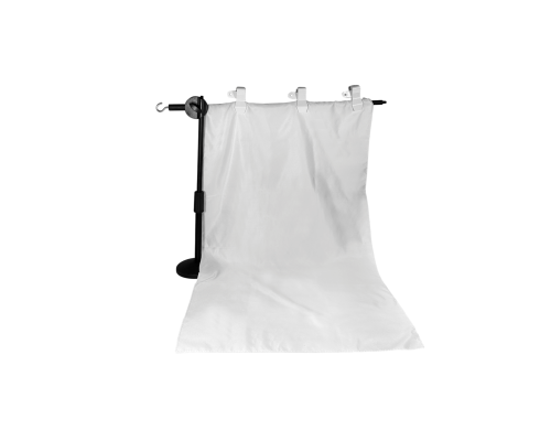 Настольная стойка ZM-63FP с белым тканевым фоном 0.5х1 м и 3 белыми прищепками-зажимами