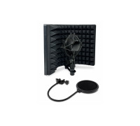 Акустический экран AK04, 19х28 см, с держателем микрофона паук P2 и поп-фильтром 15,5 см на стойку с резьбой 1/4, 3/8 и 5/8