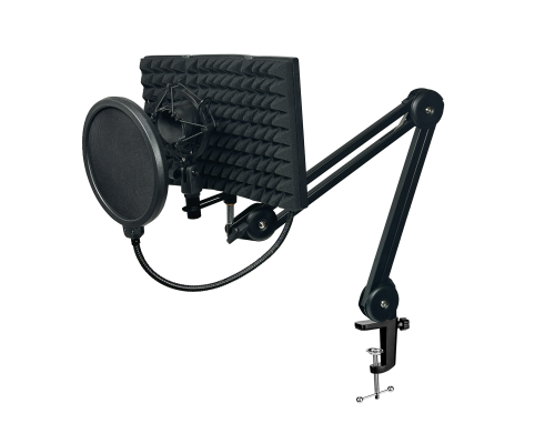 Акустический экран AK04, размер 19х28 см, с переходниками, поп-фильтром 15,5 см и держателем микрофона паук P2, на пантографе PTS
