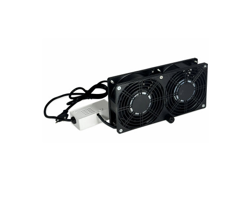 Вентилятор сдвоенный 220V, 48W, для наращивания ресниц, цвет черный, с резьбой 1/4 для крепления + 3 угольных фильтра