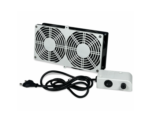 Вентилятор сдвоенный 220V, 48W, для наращивания ресниц, цвет черно-белый, с резьбой 1/4 для крепления, с угольными фильтрами