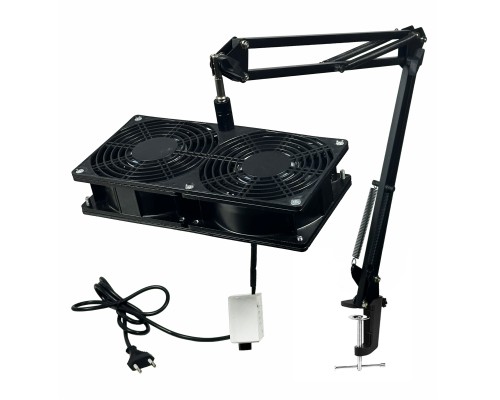 Вентилятор сдвоенный KGS-2FAN 220V, 48W для наращивания ресниц, для лэшмейкера, цвет черный