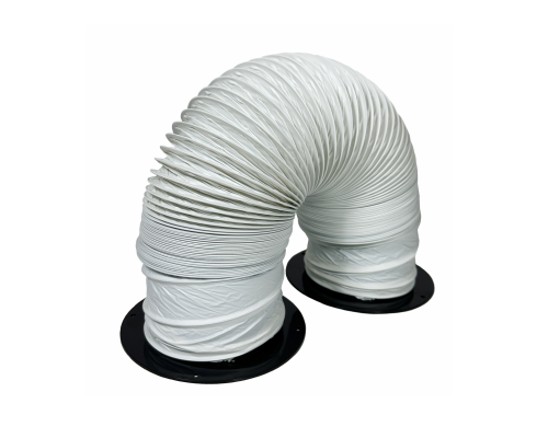 Воздуховод гибкий гофра D100 мм 2 м с черными фланцами для маникюрного пылесоса