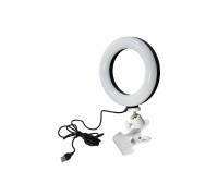 Кольцевая селфи лампа PRW-L16 на прищепке с шарниром, диаметр 16 см
