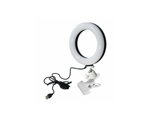 Кольцевая селфи лампа PRW-L16 на прищепке с шарниром, диаметр 16 см